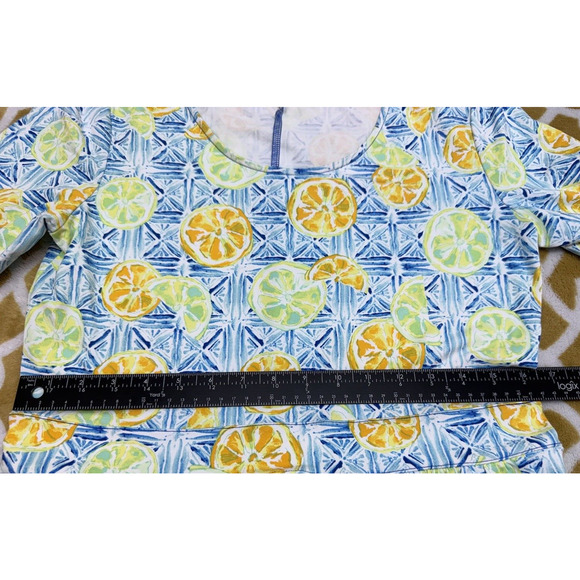 Lands End Fit & Flare Dress Lemon Lime Print Pockets Pullover M (10-12) EUC - Picture 6 of 11